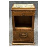 Antique French Art Deco Side Table w / Stone Top