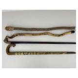 Carved Wooden Canes / 4pc