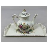 Floral Ceramic Tea Pot & Tray