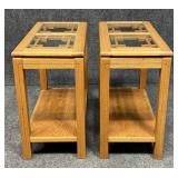 Pair of Wood & Glass End Tables
