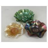 Carnival Glass Candy Dishes / 3 pc