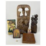 Carved & Painted Religious Decor / 6 pc