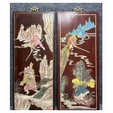 Asian Battle Scenes on Carved/Painted Panels 2/PC