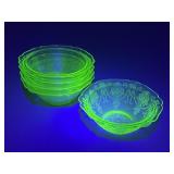 Vaseline Glass Fruit Bowls|5 pc
