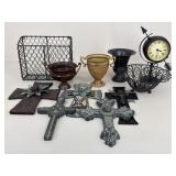 Clock/Metal & Plaster Crosses/Metal Vases+|11 pc