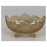 Marigold Carnival Glass Footed Bowl