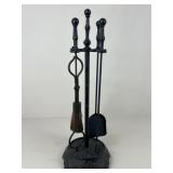 Fire Place Set w/ Wrought Iron Base