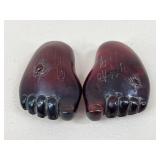 Chinese Red Amber Carved Feet