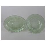 Vaseline Glass Plates / 2 pc