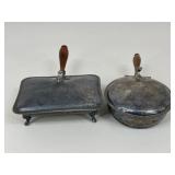 Silver Plate Crumb Catchers w/ Wood Handles