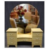 Painted Antique Vanity w / Round Mirror