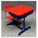 Painted Metal & Wood Student Desk w / Chair