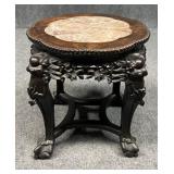 Ball & Claw Wood Side Table w / Marble Inlay