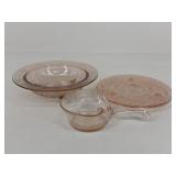 Pink Depression Serving Bowl/Platter/Scooper|3 pc
