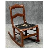 Sewing Rocker w / Needlepoint Seat