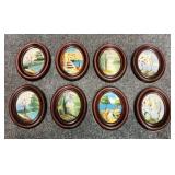 8/PC Miniture Oval Oil Paintings