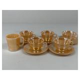 Carnival Fire King Tea Cups, Saucers, Mug