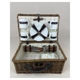 Vintage Picnic Set & Wicker Basket