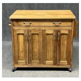 Handmade Acacia Top Kitchen Island w / Storage