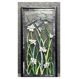 Stained Glass Panel Floral & Dragonflies