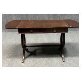 Drop Leaf Desk w/ Two Drawers & Lyre Base