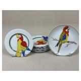 Parrot Plates / 8 pc