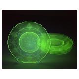 Vaseline Glass Bread Plates|6 pc