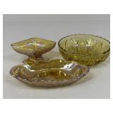 Amber Glass Candy/ Trinket Dishes / 3 pc