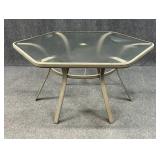 Hexagonal Metal & Glass Patio Table