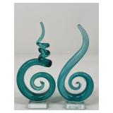 Pair Of Art Glass Sculptures
