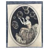 "Bubbles" Louis Icart Celluloid Etching