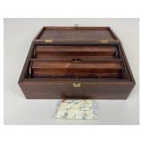 Mah Jong Set w/ Wooden Box & Trays