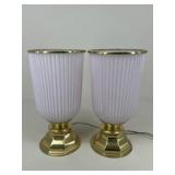Pair Of Brass & Glass Lamps
