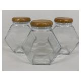 Hexagonal Glass Jars|3 pc