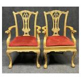 Two Chippendale Style Arm Chairs