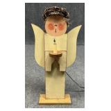 Lighted Wood Angel Decor