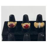 18 k Gold GE Rings w/  Stones / 3 pc