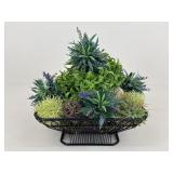 Metal Wired Basket W/ Artificial Arrangements