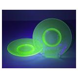 Vaseline Glass Salad Plates / 2 pc