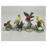 Ceramic Bird Figures / 4 pc
