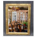 Large Beveled Mirror in Gold Tone Frame