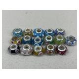 Glass & Sterling Silver Charm Beads / 16 pc