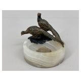 Painted Bronze Pheasant & Banded Onyx Ashtray