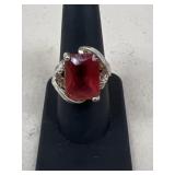 Sz 7.5 Sterling Silver Ring w/ Stone