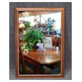 Wall Mirror w / Brown Frame & Blue Accents
