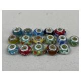 Glass & Sterling Silver Charm Beads / 16 pc