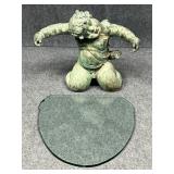 Metal Cherub Holding Glass Side Table