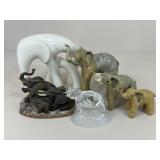 Elephant Figures/ Glass, Ceramic, Resin +
