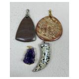 Stone & Shell Pendants / 4 pc