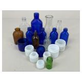 Vintage Bottle Assortment/ Milk Glass, Cobalt +